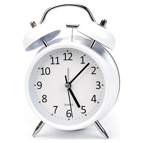 Valkyrie 16cm Büyük Boy Akar Saniyeli Alarm Çalar Saat - Nostaljik Masa Saati Beyaz