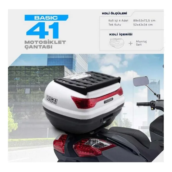 Wogen 41 Litre Basic Motosiklet Çantası - Beyaz - 1405 002