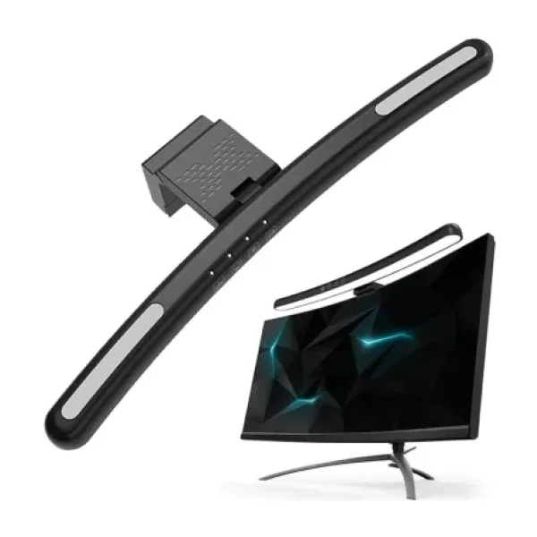 Yesnıce Curved Monitörü 24-27 Inch Işık Çubuğu LED Işıklar Göz Bakımı, Masaüstü 3 Kademeli,7 Rgb Oyun Bilgisayar Kolay Kurulum - Siyah