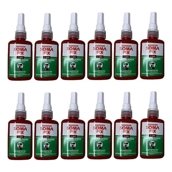 12 Adet Somafix 50 ml Civata Diş Sabitleyici Orta Mukavemetli Sökülebilir S043