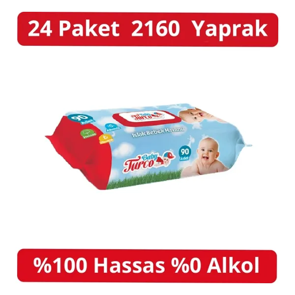 Baby Turco Klasik 90 Yaprak 24'lü Paket Islak Havlu Mendil