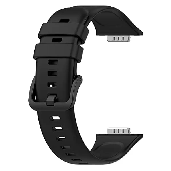Coverzone Huawei Watch Fit 2 ile uyumlu Saat Kayışı Ent Kaliteli Huawei Watch Fit 2 ile uyumlu Spor Saat Kontrast Renkli Lagniappe Silikon Kordon (Siyah)