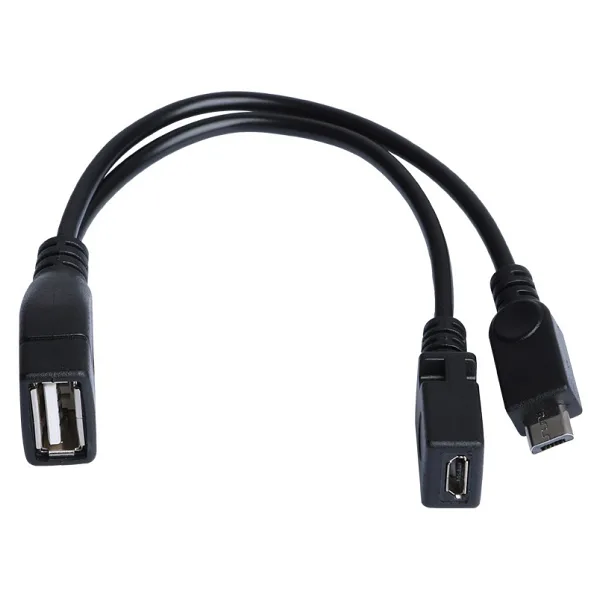 Dark Micro USB Erkek - USB 2.0 Dişi, Micro USB Dişi OTG Y Kablo