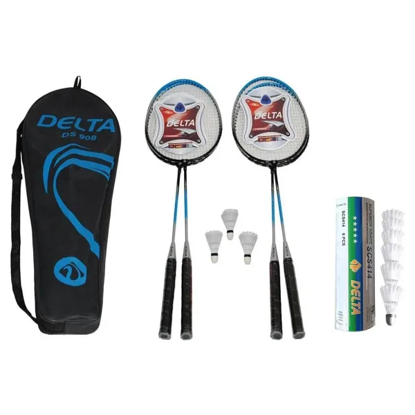 Delta 4 Adet Badminton Raketi + Çantası + 9 Adet Dengeli Hız Yeni Başlayanlar İçin Badminton Topu