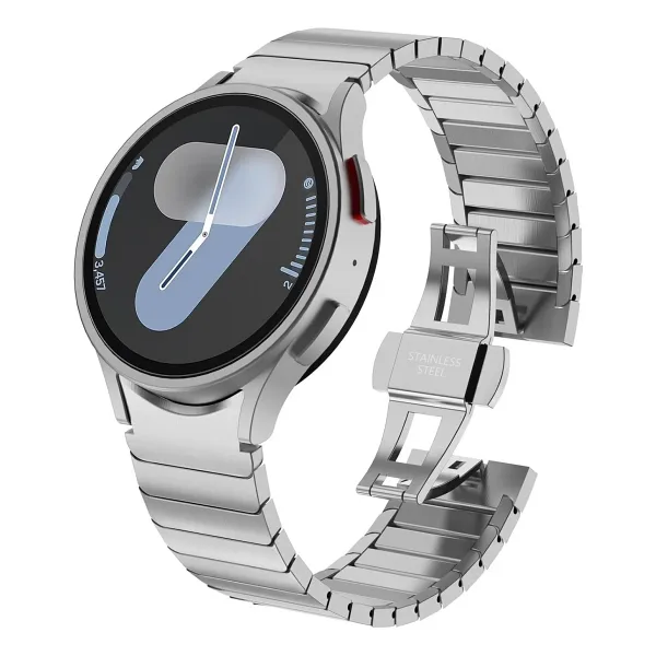 Dexmon Samsung Galaxy Watch 4/5/6/7/FE/40/44 Classic 42/43/46/47mm Uyumlu Titanyum Paslanmaz Çelik Kordon