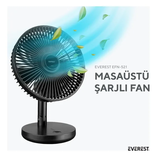 Everest EFN-521 Masaüstü Şarj Edilebilir USB Fan