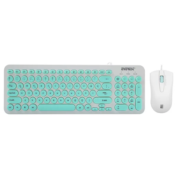 Everest KM-01K Turkuaz Kablolu Klavye Mouse Seti