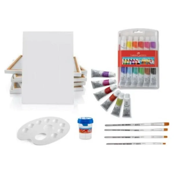 Faber-Castell Guaj Boya Seti 12'li + Tuval 35 x 50 cm