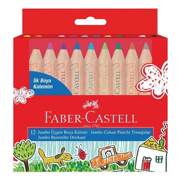 Faber-Castell Yarım Boy 12'li Jumbo Kuru Boya Seti
