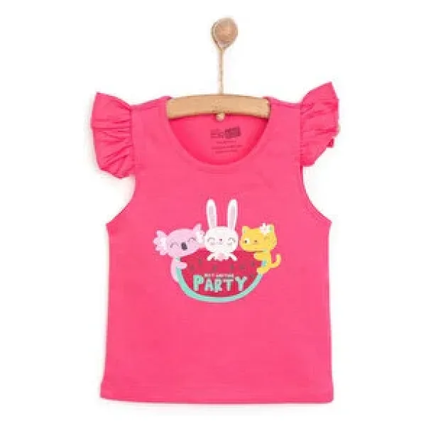 HelloBaby Basic Kız Hayvan Baskılı Atlet T-shirt Kız Bebek