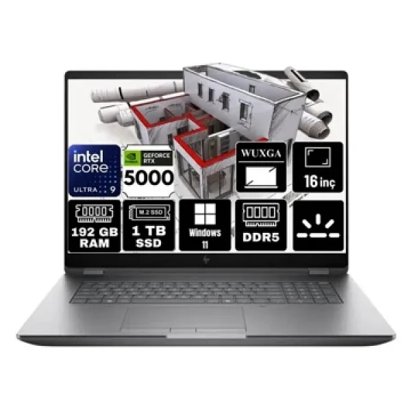 Hp 16" Zbook Fury G1i 5F9t8es Ultra 9 285Hx-64Gb (2X 32Gb) Ddr5 Ram-1Tb Nvme-24Gb Rtx Pro 5000-W11 Pro