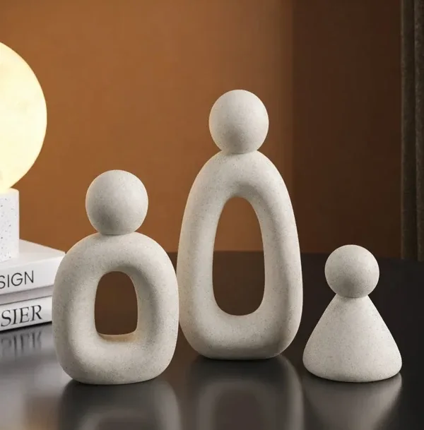 Karra Art Minimal Tasarım El Yapımı Beton Biblo Seti Beyaz