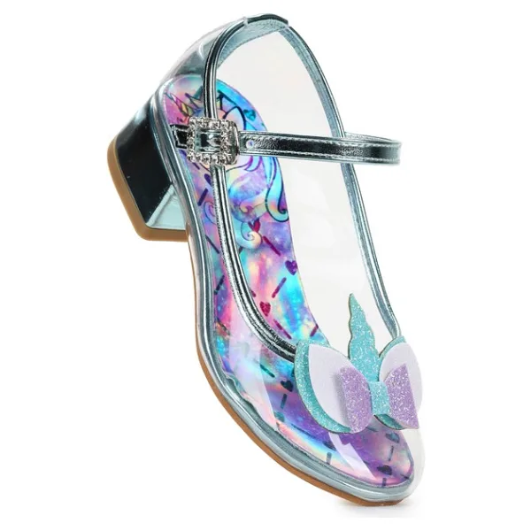 Kiko Kids Unicorn Kız Çocuk Topuklu Abiye Şeffaf Ayakkabı - Su Yeşili - 30