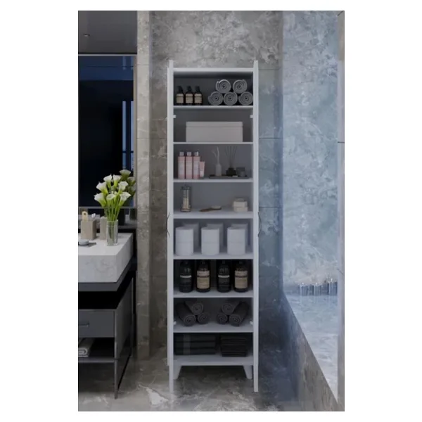 KZY 8 Raflı 2 Kapaklı 16R Çok Amaçlı Dolap Erzak Dolabı Banyo Dolabı Kiler Dolabı Beyaz