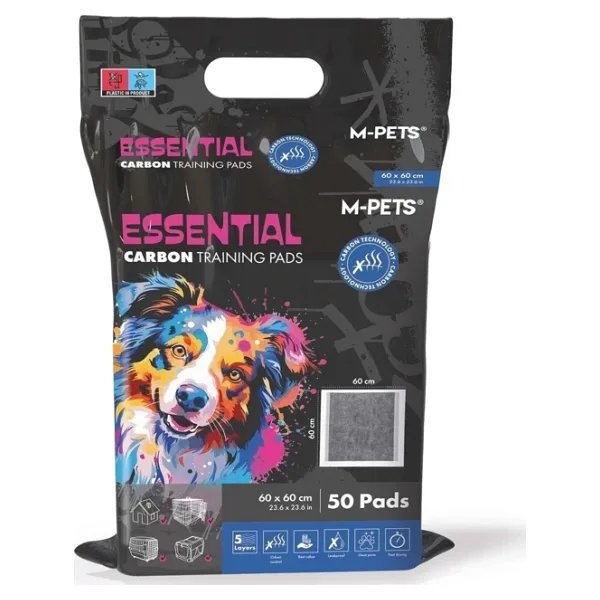 M-Pets Essential Carbonlu Yapışkanlı Çiş Pedi 60X60CM 50Lİ