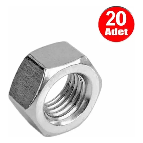 M6 Somun Dın 934 Beyaz Galvanizli Somun -20 Adet