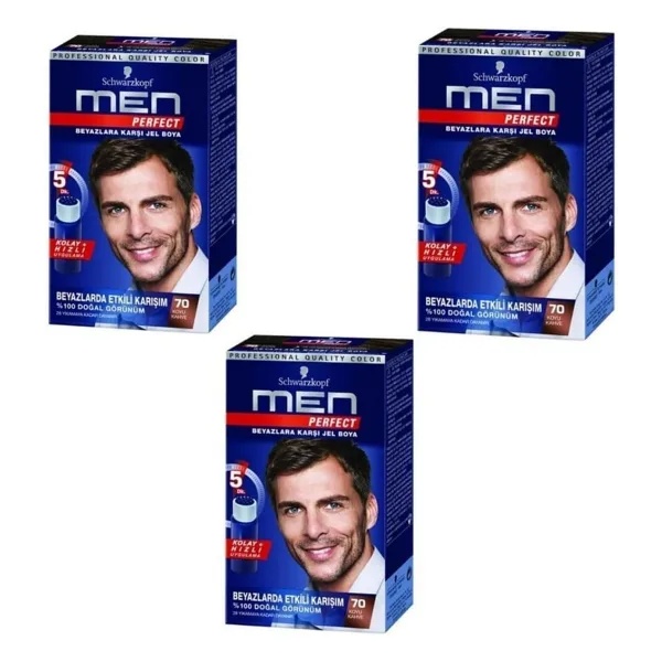Men Perfect 70 Koyu Kahve 3 Adet Erkek Saç Boyası