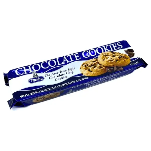 Merba Bitter Çikolata Parçacıklı Kurabiye (Chocalate Cookies) 150 Gram (1 Paket)