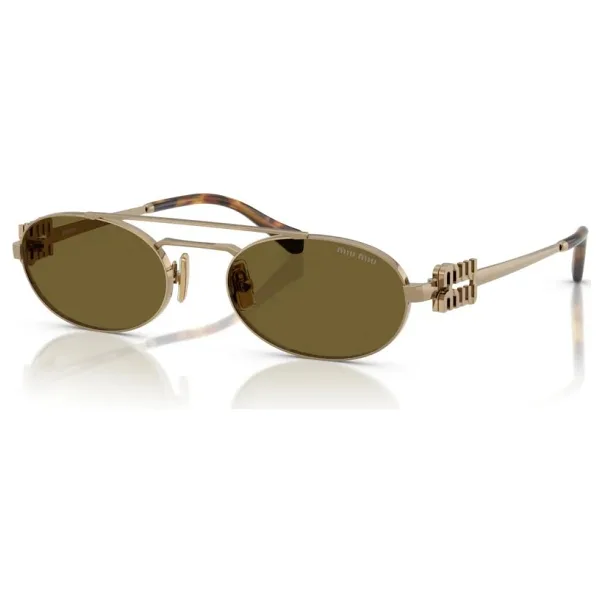 Miu Miu Logo 54zs 7oe09z Brass Gold-Dark Brown Kadın Güneş Gözlüğü