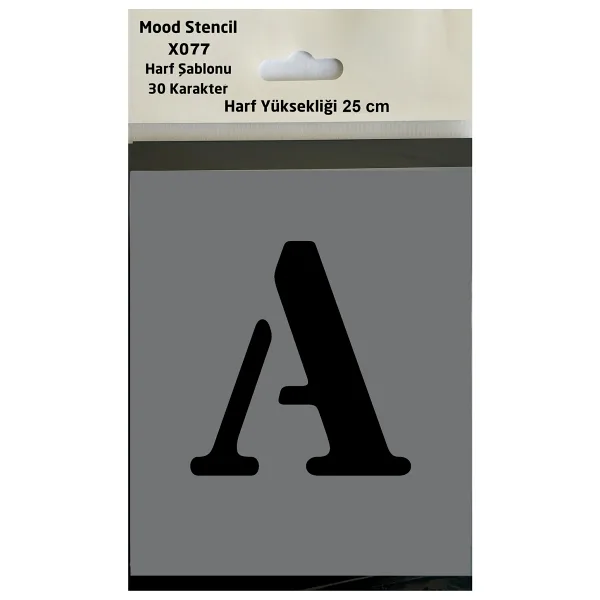 Mood Stencil Harf Boyama Şablonu X077 Harf Yüksekliği 25 cm