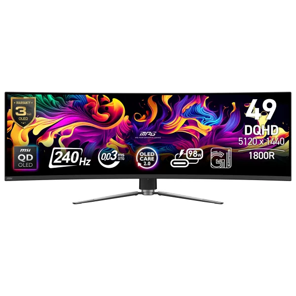 MSI MPG 491CQPX QD-OLED 49" 0.03 ms Dual QHD Curved 240 Hz Oyuncu Monitörü