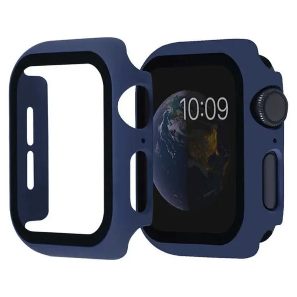 Nezih Case Apple Watch Seri 2 3 4 5 6 Se 44mm Kasa Ve Ekran Koruyucu 360 Tam Koruma Gard Lacivert