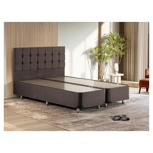 Niron Rama Füme Baza Ve Başlık Seti, Çift Kişilik 160x200 cm Baza Ve Başlık Takımı