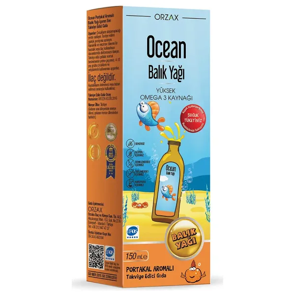 Ocean Portakal Aromalı Balık Yağı 150 ml Şurup