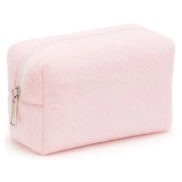 Peluş Yumuşacık Makyaj Çantası - Kozmetik Organizeri Pembe