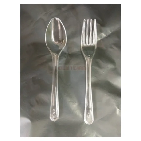 Plastik Çatal 100'Lü + Plastik Kaşık 100'Lü Set Eko Plastik Kaşık Çatal