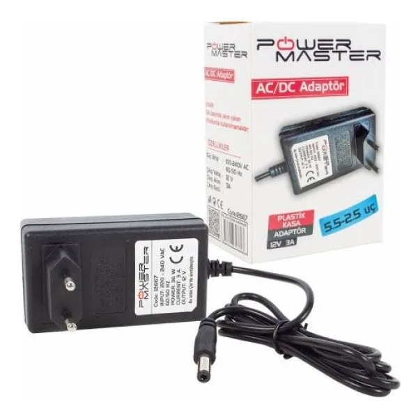 Powermaster PM-12667 5.5 x 2.5 mm 12 Volt 3 Amper Adaptör