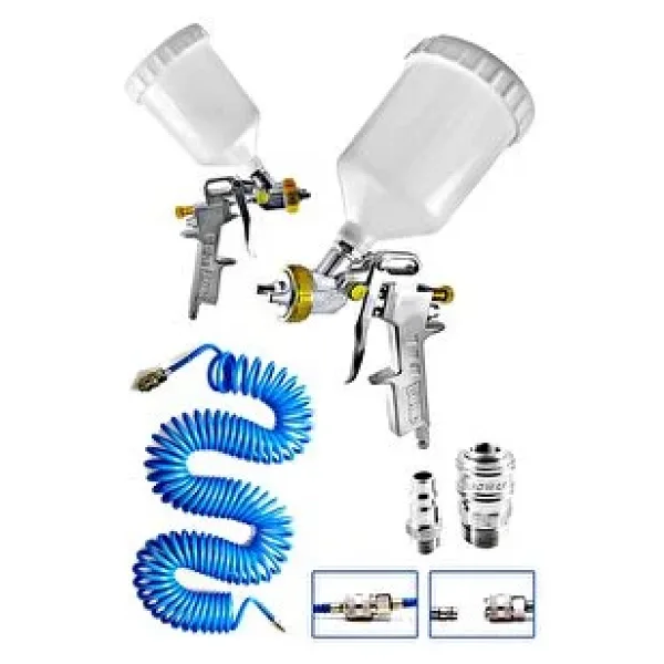 PROXTECH Havalı Üstten Depo 1,3mm Boya Tabancası, Spiral Hava Hortumu15 Mt Hava Jakı Takım Set