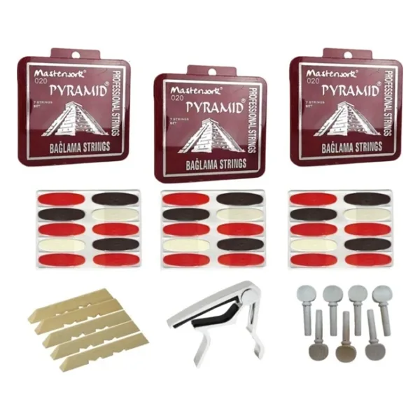 Pyramid 020 Uzun Sap Bağlama Teli Set Halinde Tel Kapo Tezene Burgu Eşik