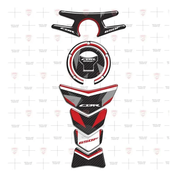 Redline Grafik Cbr 650f Karbon Kırmızı Siyah Tank Pad Depo Kapak Mesnet Pad Gidon Pad Set