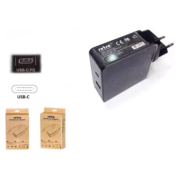 RETRO 60W USB-C PD + 12W USB 2-in-1 Adaptör RNA-UTC72