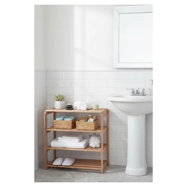 Reyo Bysay 4 Raflı Banyo Düzenleyici Raf Ahşap Mutfak Banyo Dolabı Çok Amaçlı Düzenleyici Raf