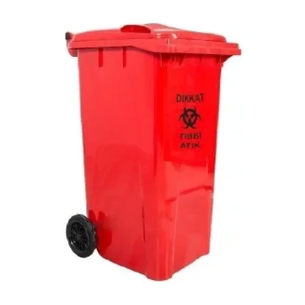 Safell Plastik Tıbbi Atık Çöp Konteyneri 240 Litre - A+ Kalite Konteyner - Kırmızı
