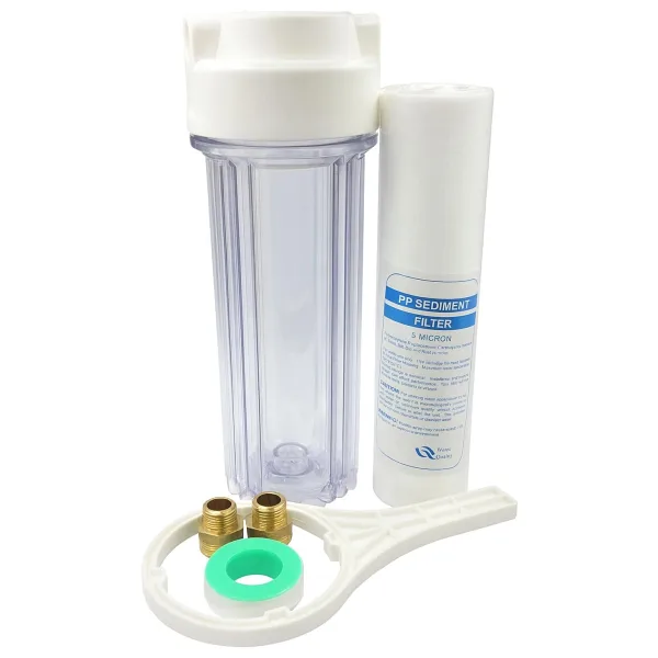 Sediment Filtre Housing Seti 10 Şeffaf Kap + 5 Mikron PP Filtre + Anahtar + Pirinç Bağlantı + Teflon Bant Şebeke Suyu Ön Filtreleme (1)
