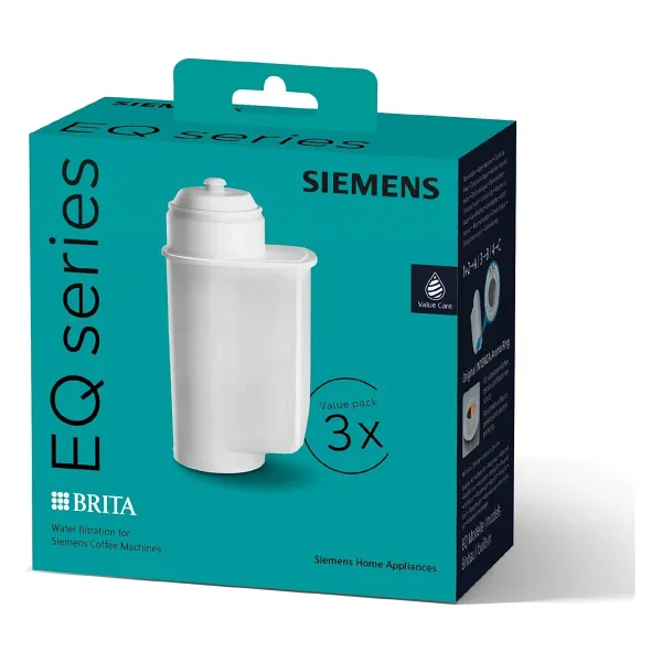 Siemens Brita Intenza TZ70033A su filtresi, 3 adet, suyun kireç miktarını azaltır, EQ serisi tam otomatik kahve makineleri ve ankastre tam otomatik makineler için uygundur