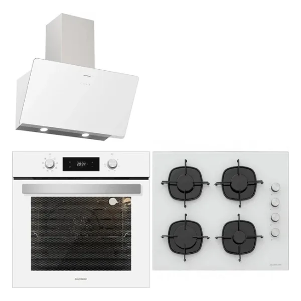Silverline BO6504W01 - CS5335W01 - 3457 Soho 60 Beyaz Cam Ankastre Set