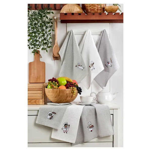 TABEA HOME Chef 6'lı Mutfak Kurulama Bezi 40x60cm Mutfak Havlusu Pamuklu