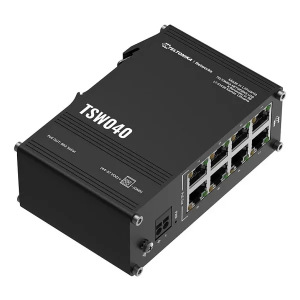 TELTONİKA TSW040 8 PORT 10/100 8 PORT POE 240 WATT YONETILEMEZ ENDÜSTRİYEL SWITCH