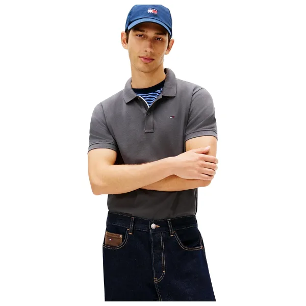 TOMMY HILFIGER TJM SLIM PLACKET POLO EXT Erkek T-shirt, Washed Black, L