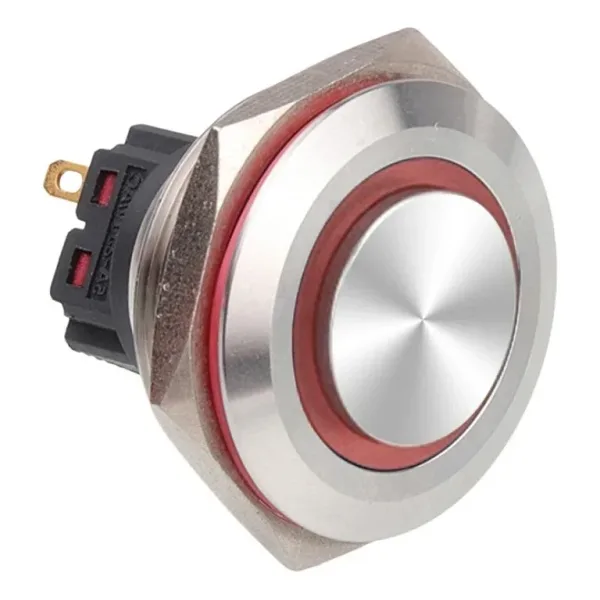 WD30B-G1Z-E 30mm Çıkık Anahtarlı Işıklı Metal Buton - Kırmızı