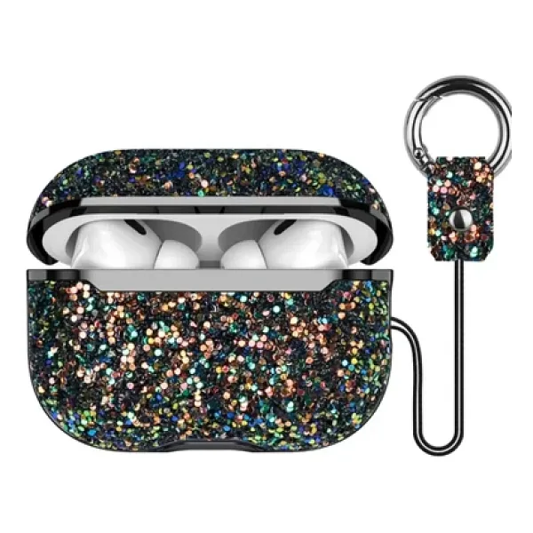 Airpods 3 (3.nesil) Bright Simli Airpods Kapak - Siyah