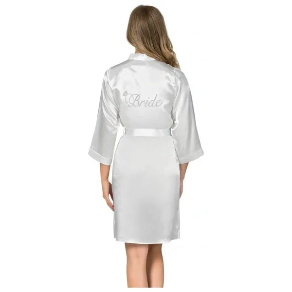 Arias Closet Beyaz Kısa Saten Bride Sabahlık