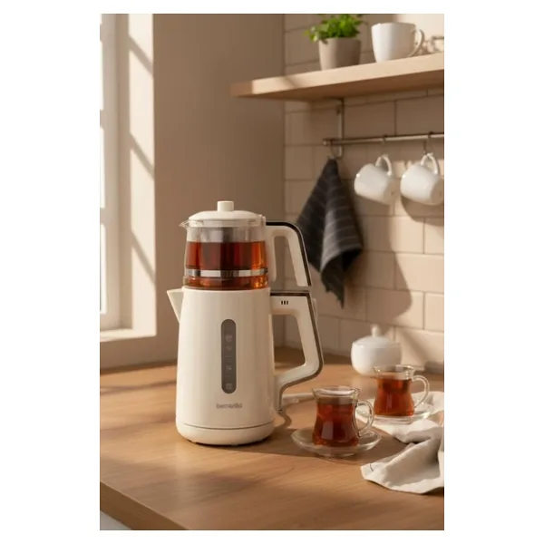Bernardo Venedik Krem 2000 W Cam Demlikli Çay Makinesi