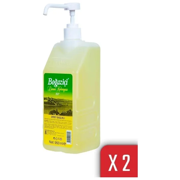 Boğaziçi Limon Kolonyası 80 Derece Pompalı Bidon 950 ml 2 Adet