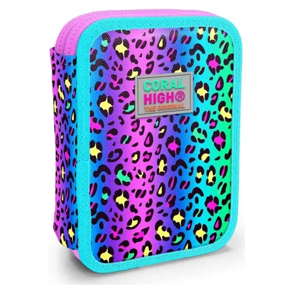 Coral High 11143 Renkli Leopar Desenli Çift Katlı Kalemlik