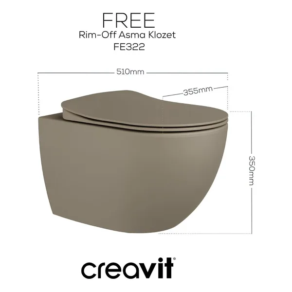 Creavit Free Rim-Off FE322-00CM00E Cappucino Mat Asma Klozet